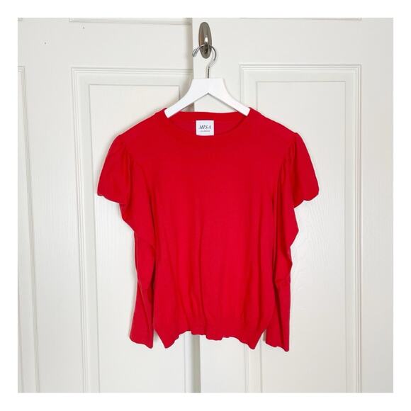 MISA Los Angeles Guthrie Flame Red Puff Long Sleeve Sweater - Picture 4 of 13